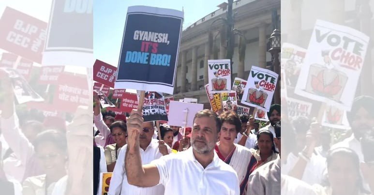 “Gyanesh, It’s Done, Bro”: Rahul Gandhi Demands CEC Resignation as Opposition Leads March to Election Commission